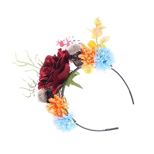 VICASKY Halloween Schädel Haarreif mit Blumen Kreatives Skull Headpiece für Damen und Mädchen und Bequem für Halloween Kostüm Party und Cosplay von VICASKY