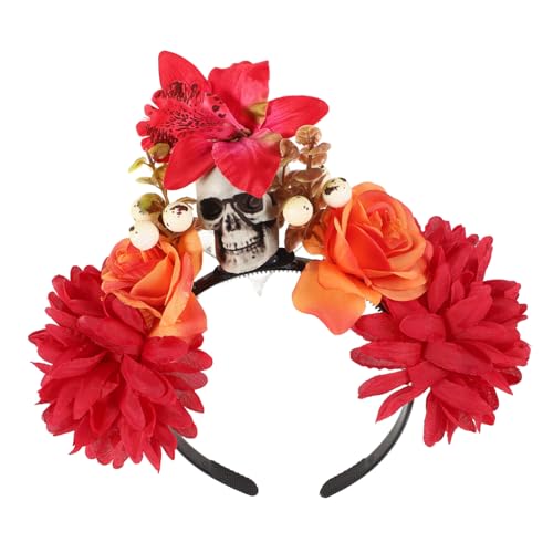 VICASKY Halloween Schädel Stirnband mit Kunstblumen Lustiges Haarband für Dekoratives Accessoire für Halloween Partys Einzigartiger Kopfschmuck für Karneval und Cosplay VICASKY Halloween Schädel Stirnband mit Kunstblumen Lustiges Haarband für Dekoratives Accessoire für Halloween Partys Einzigartiger Kopfschmuck für Karneval und Cosplay von VICASKY