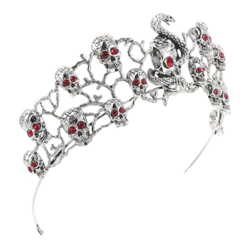 VICASKY Halloween Skull Tiara mit Retro Barock Design Goth Haarreifen für Frauen Auffälliges Strass-schädel-haarreif Silberne Legierung mit Roten Kristallen Stylisches Halloween-accessoire VICASKY Halloween Skull Tiara mit Retro Barock Design Goth Haarreifen für Frauen Auffälliges Strass-schädel-haarreif Silberne Legierung mit Roten Kristallen Stylisches Halloween-accessoire von VICASKY