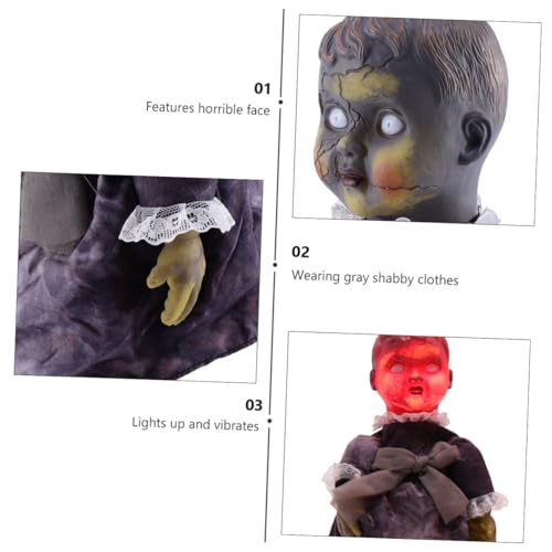 VICASKY Halloween Sprachaktivierte Gruselpuppe mit Leuchtenden Augen und Automatischem Gehen Schaurige Szene Requisite für Haunted House Party Ohne Batterie von VICASKY