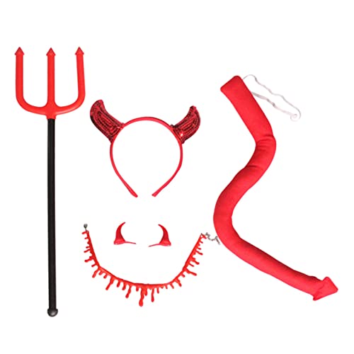 VICASKY Halloween Teufel Kostüm Teilig mit Hörner Stirnband Haarschmuck und Roter Kopfschmuck für Damen für Halloween Party Fasching und Karneval von VICASKY