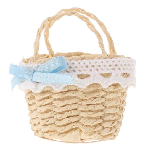 VICASKY Handgefertigter Miniatur Bambuskorb für Puppenhaus Dekoration Vielseitiger Mini Blumenkorb als Fotorequisite und Miniaturszene Kompakter Deko Korb für Wohnaccessoires von VICASKY