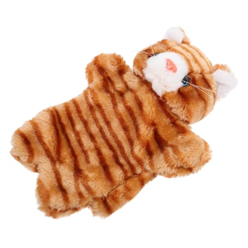 VICASKY Handpuppe Kätzchen süßer neutraler Kugelschreiber Kanister Tigerband Bausatz Katzen Handpuppe Interaktive Handpuppe interessante Handpuppe Handpuppen PP Baumwolle Khaki von VICASKY