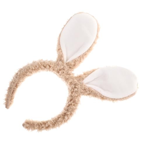 VICASKY Hasenohren Haarreif Kuscheliges Kostümzubehör für Damen für Makeup Gesichtswäsche und Haarstyling Einzigartiges Design in Khaki und Weiß Halloween Ostern und Cosplay von VICASKY