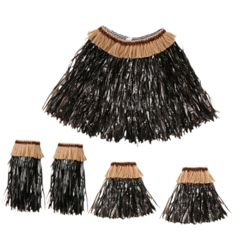 VICASKY Hawaiian Luau Party Teiliges Schwarzer Grasrock Damen Festival Kostüm Tropical Outfit mit Armbändern für Sommer Strand Garten von VICASKY