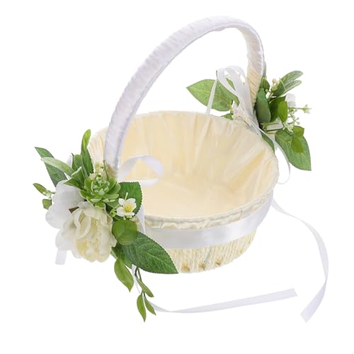 VICASKY Hochzeitsblumenmädchenkorb Handgewebtes Korbkorb Blütenblätter Rattan Gewebter Speicherkorb Für Hochzeiten Brautschauer von VICASKY