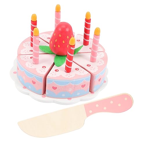 VICASKY Holz Geburtstagskuchen Spielset Kuchen Schneidspielzeug Bunte Kuchenrolle für Rollenspiel und Lernspaß Stabiles Holzspielzeug mit Abgerundeten Ecken für Jungen Mädchen Geburtstag von VICASKY