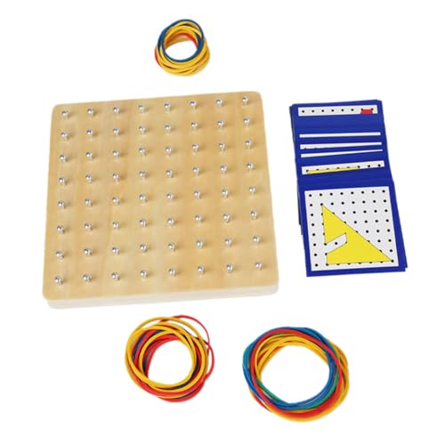 VICASKY Holz Geobrett Montessori Lernspielzeug mit Nagelplatte und Gummibändern Kreatives Geometrisches Puzzle für Feinmotorik und Frühe Mathematik Lernspielzeug für Eltern von VICASKY