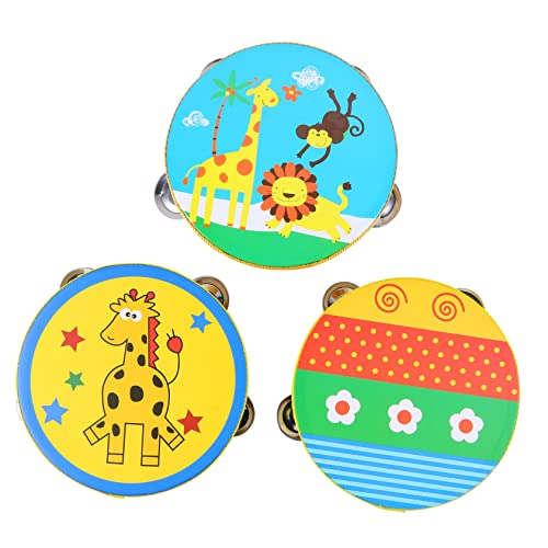 VICASKY Holz Handheld Tamburin mit Cartoon Muster Teiliges Giraffe Waldtiere Musikinstrument für Fördert Rhythmus und Kreativität für Geburtstage und Feiertage VICASKY Holz Handheld Tamburin mit Cartoon Muster Teiliges Giraffe Waldtiere Musikinstrument für Fördert Rhythmus und Kreativität für Geburtstage und Feiertage von VICASKY