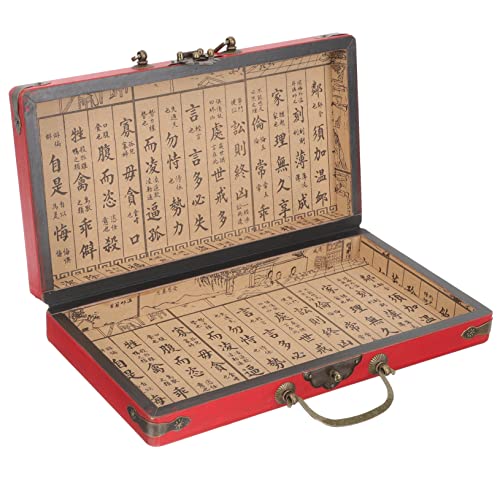 VICASKY Holz Mahjong Box mit Deckel Robuste Aufbewahrungslösung für Mahjong Steine Hohe Kapazität und Praktischer Transport für Familien und Partyszenen Langlebig und Modell von VICASKY