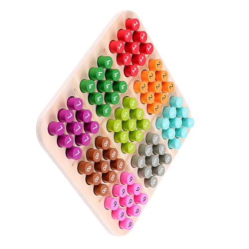 VICASKY Holz Sudoku Lernspiel mit Steckbrett Pädagogisches Rechenspielzeug für Natürliches Holzmaterial Tragbar und Handlich Fördert Kreativität und Konzentration für Vorschulkinder von VICASKY