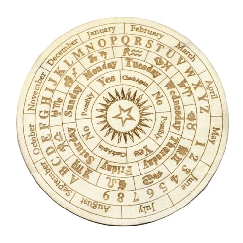 VICASKY Holzdekorplatte Wünschelrute Klein Servierdekor Spiritboard Hexerei Wahrsagerei Wahrsagetafel Mit Geschnitztem Muster Astrologie Dekorative Schneidebretter Beige Buchsbaum von VICASKY