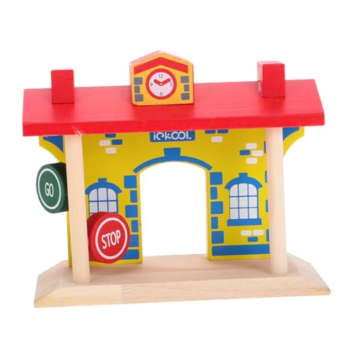 VICASKY Holzspielzeug Eisenbahn Zubehör Set mit Schranken und Verkehrszeichen Lernspielzeug für Verkehrssicherheit Kreatives Bauen mit Vielseitigen Gleis Barriereelementen von VICASKY