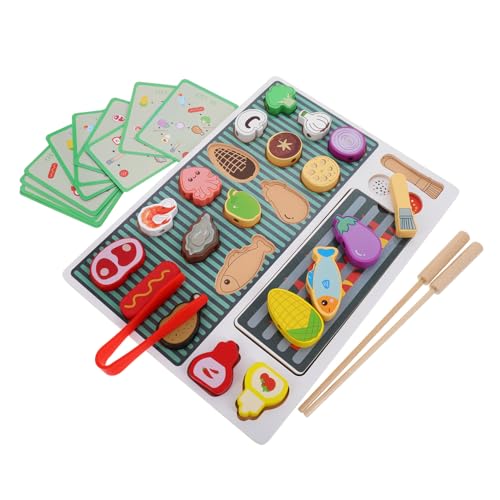 VICASKY Holzspielzeug Grill Set für Teiliges BBQ Spielgrill Set mit Realistischem Design Fördert Kreativität und Motorische Fähigkeiten Sicher Langlebig für Interaktives Rollenspiel von VICASKY