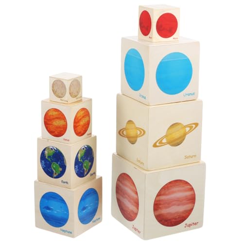 VICASKY Holzspielzeug Montessori Stapelwürfel aus Natürlichem Holz Pädagogisch Förderndes Stapelspielzeug für Junge Mädchen und Kleinkinder Interaktives Lernspielzeug zur Entwicklung von von VICASKY