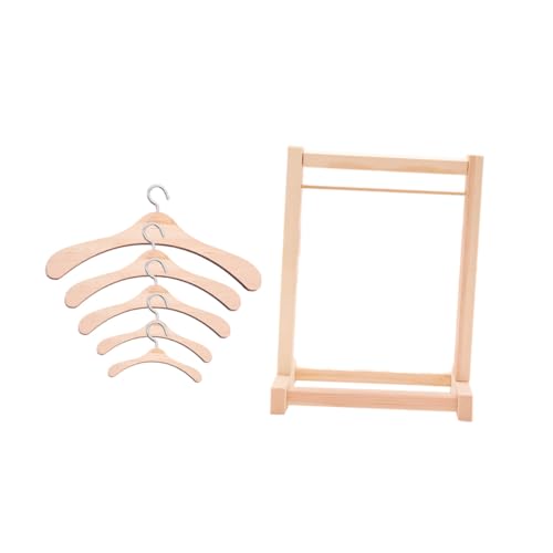 VICASKY Holzspielzeug Puppenkleiderbügel Set Natürliche Holzmaterialien Langlebig und Praktisch für Puppenkleidung Aufbewahrung im Kinderzimmer und Puppenladen von VICASKY