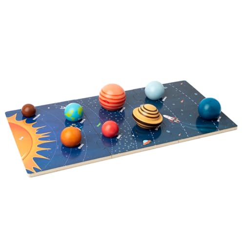 VICASKY Holzspielzeug Sonnensystem Puzzle Großes Planetenspiel mit Passgenauen Bausteinen Pädagogisches Lernspielzeug für Kleinkinder Kreativität und Motorik von VICASKY