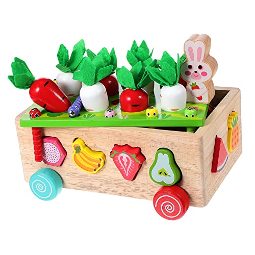 VICASKY Holzspielzeug für Lernspielzeug Farm Auto mit Karottenernte Montessori für Jahre Fördert Formen und Farberkennung Hochwertiges Sicheres Holzspielzeug VICASKY Holzspielzeug für Lernspielzeug Farm Auto mit Karottenernte Montessori für Jahre Fördert Formen und Farberkennung Hochwertiges Sicheres Holzspielzeug von VICASKY