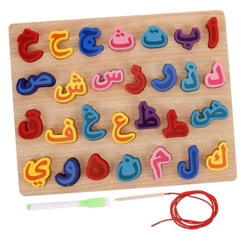 VICASKY Holzspielzeug mit Arabischen Doppelseitiges Lernbrett für Alphabet Puzzle für Kreatives Lernen und Motorische Fähigkeiten Montessori Bildungsinstrument für Vorschulkinder VICASKY Holzspielzeug mit Arabischen Doppelseitiges Lernbrett für Alphabet Puzzle für Kreatives Lernen und Motorische Fähigkeiten Montessori Bildungsinstrument für Vorschulkinder von VICASKY