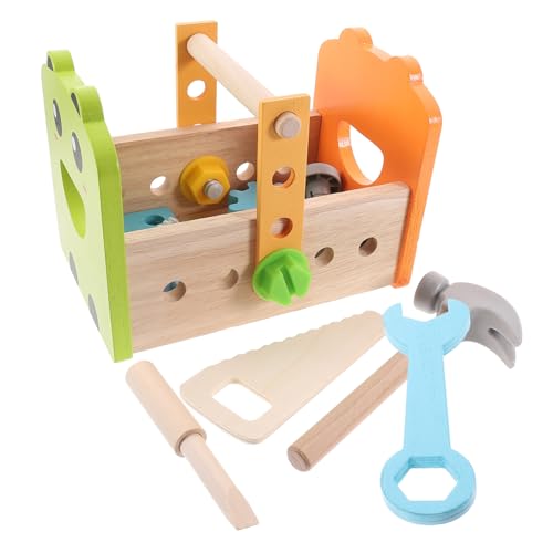 VICASKY Holzwerkzeugkasten Für Kleinkinder Kinder-werkzeugset Pädagogisches Werkzeugspielzeug Lustiges Lernspielzeug Hand-Auge-koordinationsset von VICASKY