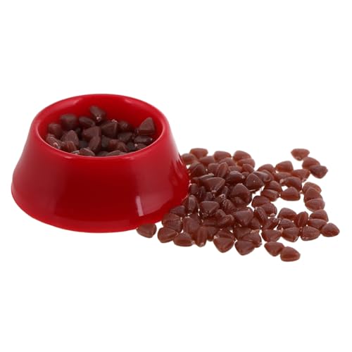 VICASKY Puppenhaus Tierfutternapf Miniatur Hundefutternapf Set 1stk Rot Mini Tiernapf Zum Spielen Und Dekorieren von VICASKY