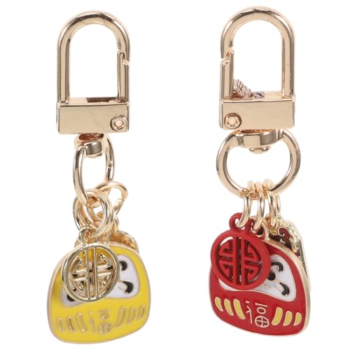 VICASKY Japanischer Daruma Schlüsselanhänger Rote und Gelbe Glücksbringer Miniatur Figuren Kawaii Taschen und Rucksackanhänger Jungen Mädchen von VICASKY
