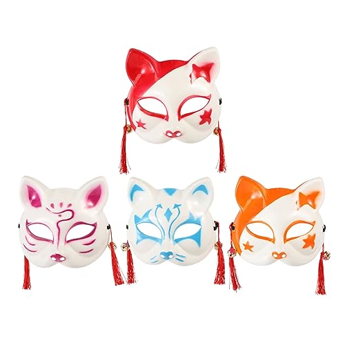VICASKY Japanischer Stil Katzen Und Fuchsmaske Kreative Halloween Cosplay Masken Für Kostüme Und Festlichkeiten Farbvariationen Erhältlich Ideales Zubehör Für Dress Up Und von VICASKY
