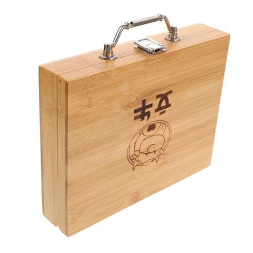 VICASKY Mini Chinesisches Mahjong-Set mit Tragbarem und Stilvollem Aufbewahrungskasten für Mahjong-Steine ​​aus Holz Griff von VICASKY
