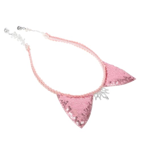 VICASKY Katze Ohren Haarreif mit Glitzer und Perlenanhänger Niedliches Kostüm Accessoire für Mädchen für Festivals und Feiern von VICASKY