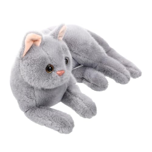 VICASKY Plüschkatze Katzenspielzeug Plüschtier Welpe Hase Flauschiges Kätzchen Plüsch Spielzeugkatze Zuhause Ausgestopfte Kleine Stoffkatze Vogel Stofftier Grey Plüsch von VICASKY