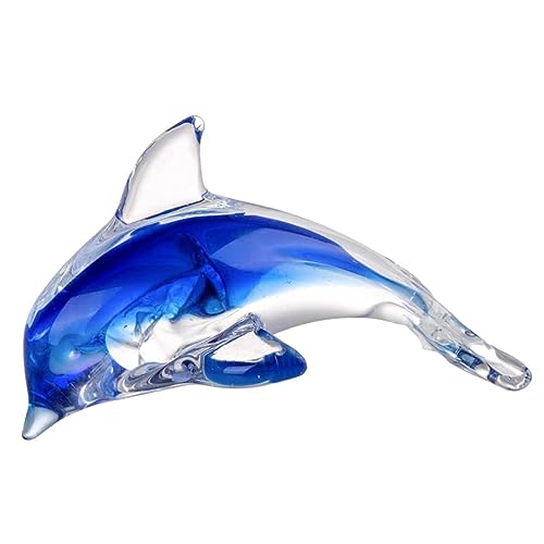 VICASKY Kleine Delfinfigur aus Farbiger Glasur Dekoratives Meeresornament für Weinregale und Tische Mediterraner Stil Sicheres Material Liebevolles für Familie und Freunde von VICASKY