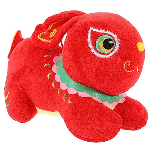 VICASKY Kleine Hasenpuppe Maskottchen-Kaninchen- Hasenanhänger Fürs Auto Frühlingsfest-Kaninchen-anhänger Kaninchenpuppe des Neuen Jahres Kaninchenanhänger Polyester Rot von VICASKY