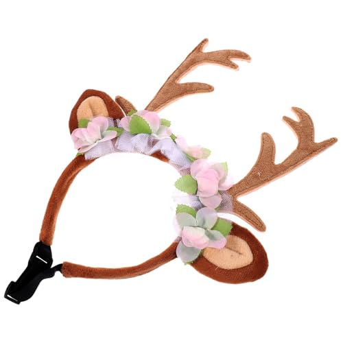 VICASKY Kreatives Haustier Stirnband für Weihnachten Simuliertes Rentiergeweih für Hunde und Katzen Leichtes Haaraccessoire für Weihnachtsfeiern mit Blumen VICASKY Kreatives Haustier Stirnband für Weihnachten Simuliertes Rentiergeweih für Hunde und Katzen Leichtes Haaraccessoire für Weihnachtsfeiern mit Blumen von VICASKY