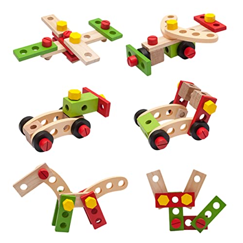 VICASKY 1 Set Holzspielzeug Werkzeugkasten Für Simulation Von Schrauben Und Muttern DIY Werkzeugspielzeug Für Kreatives Rollenspiel Und Pädagogisches Lernen Ideal Für Jungen Ab 3 von VICASKY