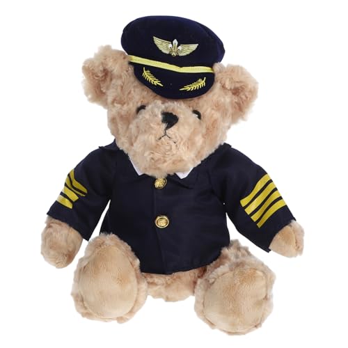 VICASKY Kuscheliger Bär aus Plüsch mit Pilotuniform Großes Stofftier für Geburtstags Hochzeits und Festgeschenke für Sammler von VICASKY