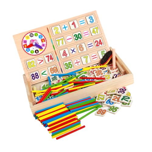VICASKY Zählstäbe Mathe-Spielzeug Für Jungen Und Mädchen Holzklötze Zahlenkarten Pädagogische Zählstäbe Für Kinder von VICASKY