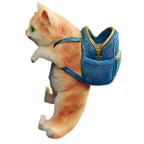 VICASKY Lifelike Gartendeko Katze Skulptur mit Rucksack Stabile Verarbeitung Kreative Blumentopf Dekofigur Vielseitig für Außenbereich und Geeignet Details Langlebig von VICASKY