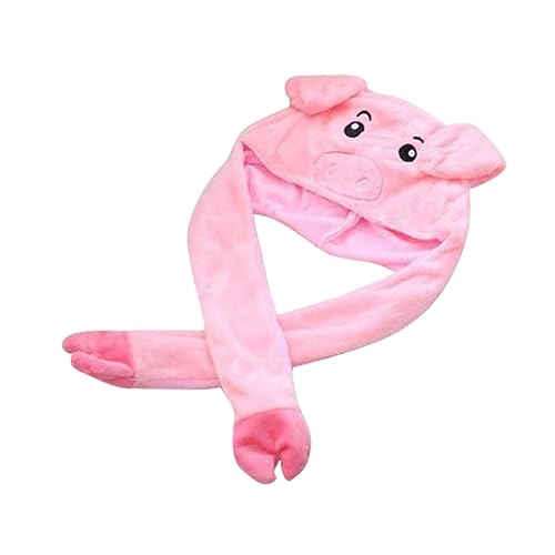 VICASKY Schweinemütze Bewegliche Ohren Jungen- Und Mädchenmütze Bommel Plüschtierspielzeug Für Jungen Mädchen Erwachsene von VICASKY