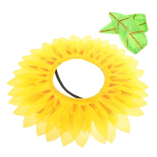 VICASKY Lustiges Sonnenblumen Kostüm für Kopfstück und Goldfarbenen Handschuhen für Halloween Tanzpartys Sportveranstaltungen und Karnevalsspiele von VICASKY