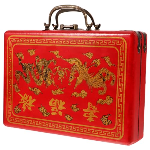 VICASKY Rot Kasten Mahjong-Box-Geschenkbox Behälter für Koffer für Mahjong-Brett Present Box präsentbox Mahjong-Container Mahjong-Behälter aus Holz hölzern Utensilien Karton Geschenk von VICASKY