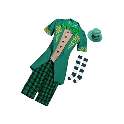 VICASKY Mantel Zum St. Patricks Day Hosenanzug Glückliche Anzüge Irisches St Patricks Kostüm Feenkostüm Ausgefallene Klamotten Ausstatten Kobold Kostüm Herr Kostüm Irland Halloween Kind von VICASKY