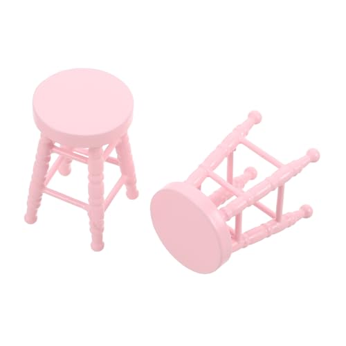 VICASKY Maßstab Runde Sitzfläche Hohe Beine Puppenhaus Möbel Zubehör Für Bar Wohnzimmer Dekoration Kreatives Rosa VICASKY Maßstab Runde Sitzfläche Hohe Beine Puppenhaus Möbel Zubehör Für Bar Wohnzimmer Dekoration Kreatives Rosa von VICASKY