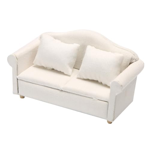VICASKY Maßstab Stoff Couch mit Kissen Langlebige Miniaturmöbel für Puppenhaus Zubehör Dekoratives Wohnzimmer Möbelstück für Mini Haus Szenen von VICASKY