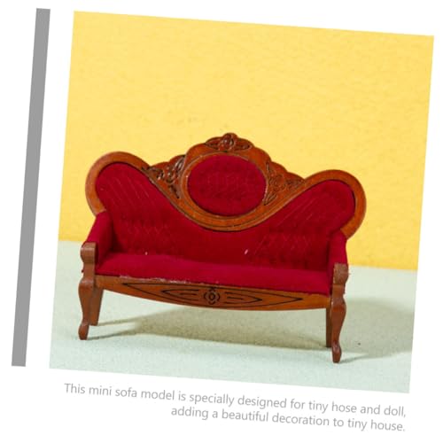 VICASKY Maßstab Vintage Holzsofa Modell Dekoratives Miniaturmöbel Langlebig und Realistisch für Puppenhaus Wohnzimmer und VICASKY Maßstab Vintage Holzsofa Modell Dekoratives Miniaturmöbel Langlebig und Realistisch für Puppenhaus Wohnzimmer und von VICASKY