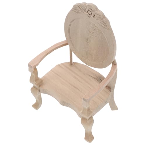 VICASKY Maßstab Vintage Holzstuhl Möbelmodell DIY Bemalbar Leicht Tragbar Für Fairy Garden Dekoration Pretend Toys von VICASKY