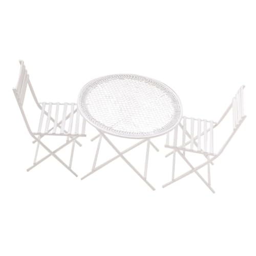 VICASKY Maßstab Weißer Miniatur Kaffeetisch und Stuhl Modell für Puppenhaus Dekoration und Micro Landschaft Zubehör VICASKY Maßstab Weißer Miniatur Kaffeetisch und Stuhl Modell für Puppenhaus Dekoration und Micro Landschaft Zubehör von VICASKY