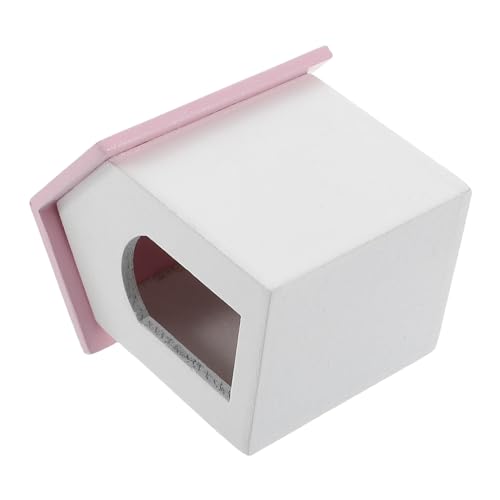 VICASKY Maßstab mit Rosa Dach und Weißen Wänden DIY Modellhaus für Kleine Hundehütte Detailreiches Puppenhauszubehör für Szenengestaltung von VICASKY