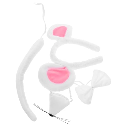 VICASKY Mauskostüm Set Für Erwachsene Teiliges Kostüm Accessoire Mit Plüsch Mausohren Stirnband Passender Schleife Und Langem Für Halloween Und Kostümpartys von VICASKY