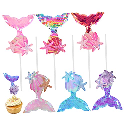 VICASKY Meerjungfrau Cupcake Topper 6 Stücke Meer Kuchen Dekorationen Für Geburtstag Party VICASKY Meerjungfrau Cupcake Topper 6 Stücke Meer Kuchen Dekorationen Für Geburtstag Party von VICASKY