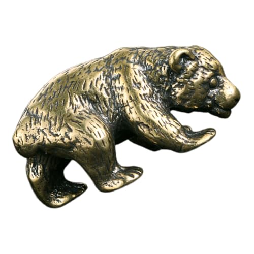 VICASKY Messingbären -Ornamente Tier Aus Messing Bärenverzierung Kleine Statue Aus Messing Und Metall Kleine Skulptur Desktop-Ornament Tierverzierungen Miniatur-bärenstatuen Golden von VICASKY